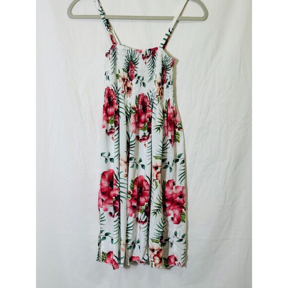 Women's Smocked Adjustable Strap Tropical Midi Sundress, One Size Fits Most - Picture 2 of 3